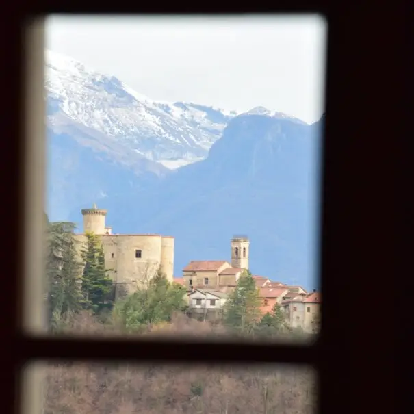 View from Il Gregge to Bastia through a window