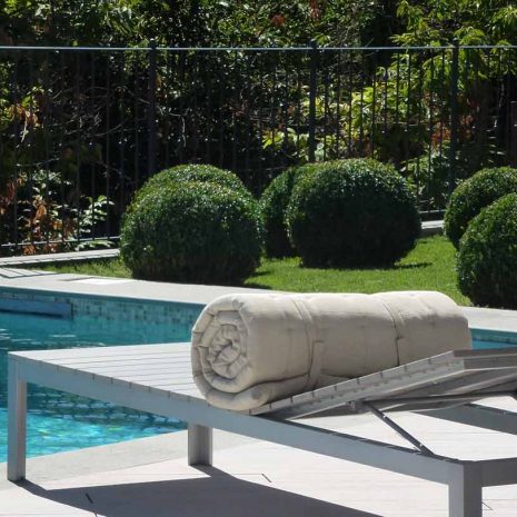 Il Gregge sunbeds and bedroll view of pool